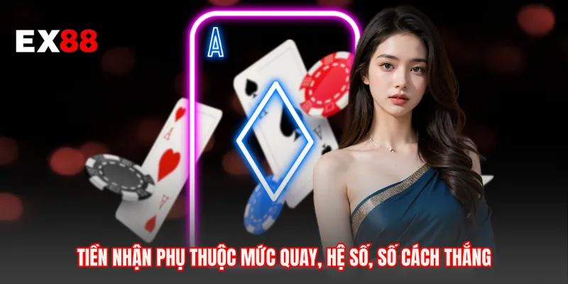 Tiền nhận phụ thuộc mức quay, hệ số, số cách thắng